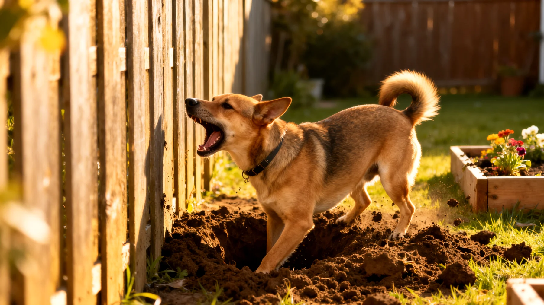 Hunde entwickeln im Garten häufig Verhaltensweisen wie übermäßiges Bellen, Buddeln oder Zaunlaufen, die auf mangelnde geistige Auslastung, unklare Grenzen oder fehlende Trainingsroutinen zurückzuführen sind"