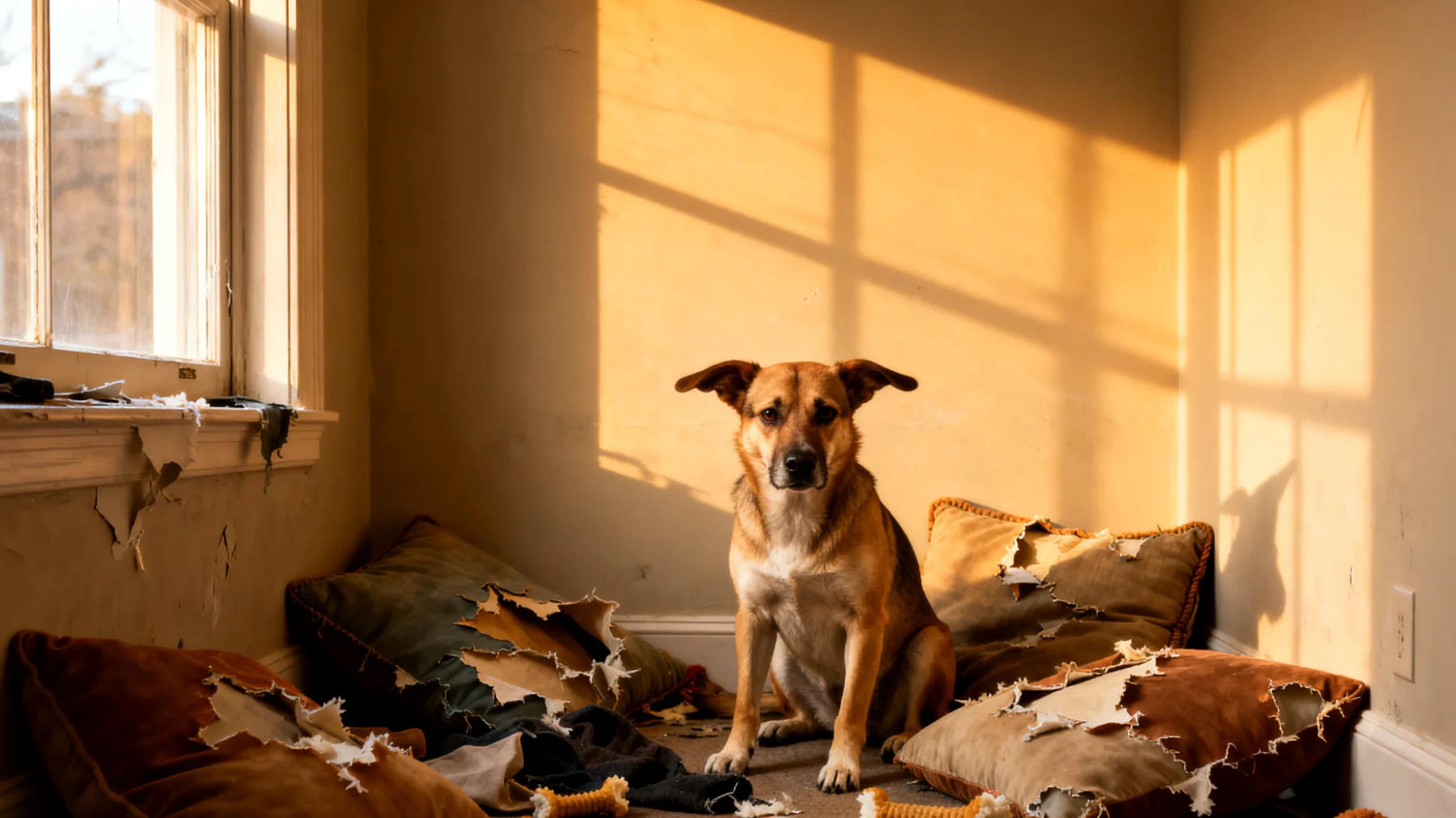 Hunde zeigen in Wohnungen häufig stressbedingte Verhaltensweisen wie übermäßiges Bellen, Zerstörungswut oder Unruhe aufgrund von Bewegungsmangel, fehlender mentaler Auslastung und räumlicher Begrenzung"