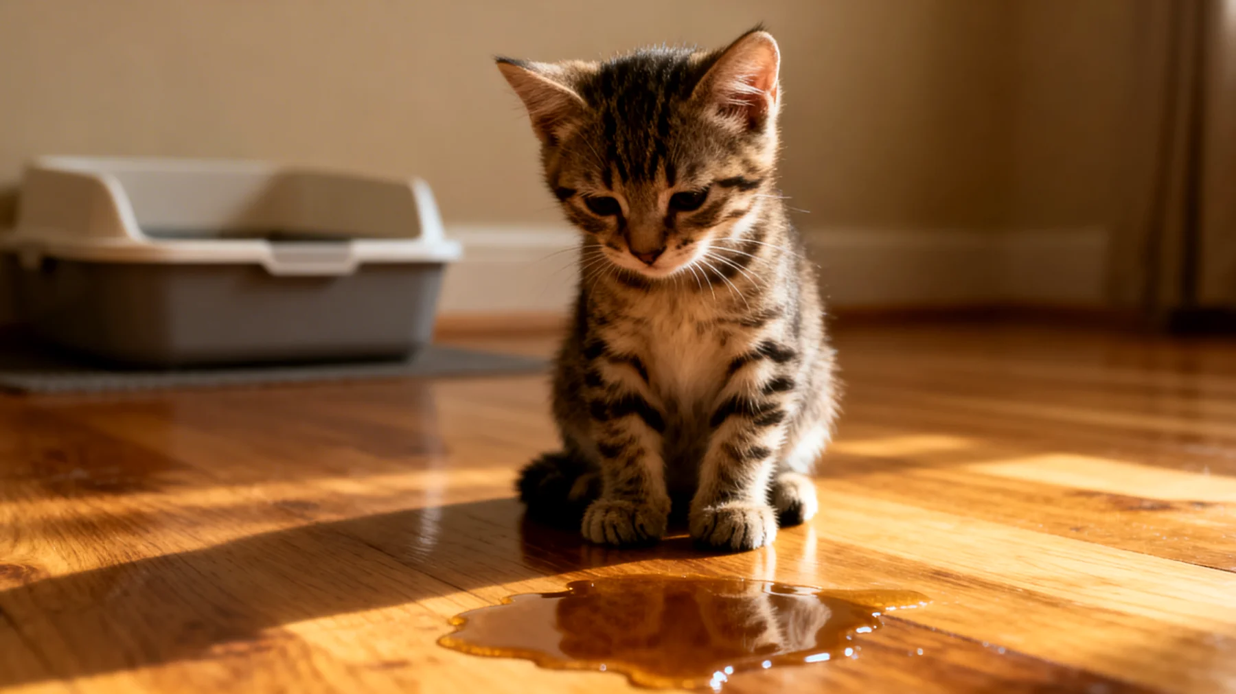 Junge Katzen entwickeln oft unsaubere Toilettengewohnheiten oder markieren außerhalb der Katzentoilette, was zu Hygieneproblemen und unangenehmen Gerüchen im Haushalt führt"